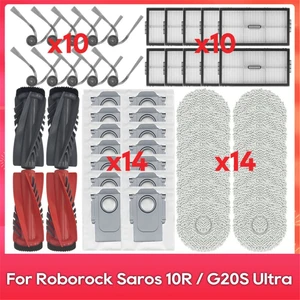 Roborock Saros 10R, S9 Maxv Slim, G20 Ultra Aksesuarlar Parça Ana Yan Fırça Filtresi Mop Toz Çanta Kiti (Yurt Dışından)