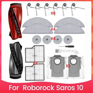 Roborock Saros Için Aksesuar Seti 10 Robot Vakum Süpürücü Ana Yan Fırça Hepa Filtre Mop Bez Toz Çantaları Aksesuarlar (Yurt Dışından)