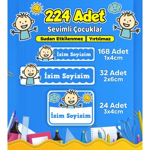 Sevimli Çocuklar Temalı Okul Kreş Kişiye Özel Isim Etiket Seti - Model 611