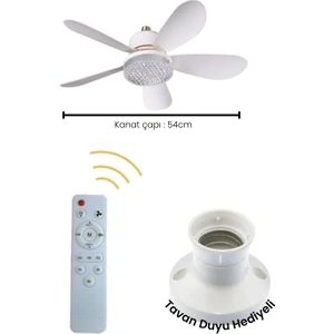 Tay-Tech Rbr Tavan Vantilatörlü LED Ampul, Kumandalı, 3 Renkli, Kademe Ayarlı, Sessiz