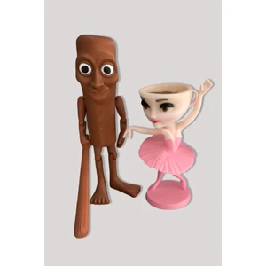 2'li Tung Tung Tung Sahur - Ballerina Cappuccino Figür Set Brainrot Figür