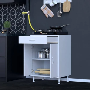 Modilayn QPLAS (L) Set Ocak Altı Dolap 65x88x56 cm Çekmeceli, Kapaklı 2 Göz Raf Bölmeli