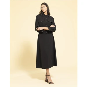 Trend Çan Etekli Gömlek Takım Siyah