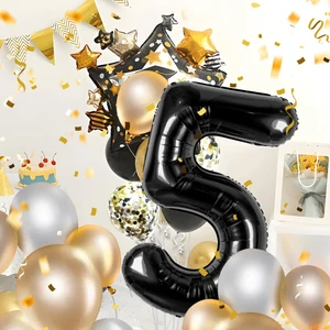 5 Yaş Siyah Folyo Balon 34 Inc 76 cm