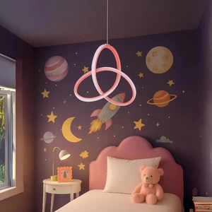 Kleos Pembe Kasa Beyaz LED Işıklı Çocuk Odası Için Modern Ledavize