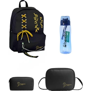 Louisiana Polo Okul Seti – Çanta + Termal Beslenme + Kalemlik +Mavi Matara Sarı 1141
