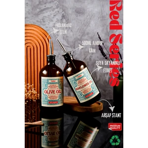 500ML Ahşap Stantlı Amber Red Serisi Zeytinyağı Şişesi ve Ayçiçek Yağı Şişesi