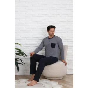 Erkek Ekoseli Cepli Uzun Kollu Pijama Takımı