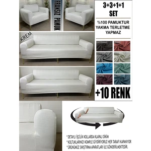 %100 Pamuk Fransız Kumaş 3+3+1+1 Komple Giydirme Kanepe&çekyat, Bohem, Porto, Vb Model Koltuk Kılıfı