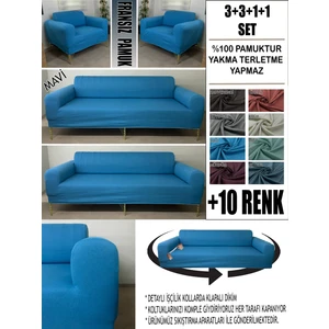 %100 Pamuk Fransız Kumaş 3+3+1+1 Komple Giydirme Kanepe&çekyat, Bohem, Porto, Vb Model Koltuk Kılıfı