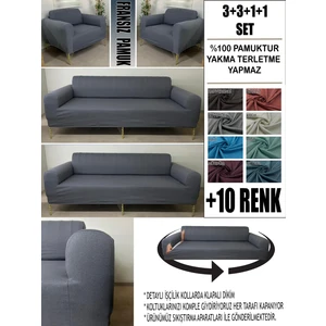 %100 Pamuk Fransız Kumaş 3+3+1+1 Komple Giydirme Kanepe&çekyat, Bohem, Porto, Vb Model Koltuk Kılıfı
