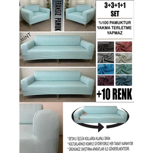 %100 Pamuk Fransız Kumaş 3+3+1+1 Komple Giydirme Kanepe&çekyat, Bohem, Porto, Vb Model Koltuk Kılıfı