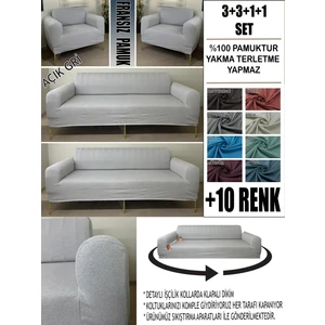 %100 Pamuk Fransız Kumaş 3+3+1+1 Komple Giydirme Kanepe&çekyat, Bohem, Porto, Vb Model Koltuk Kılıfı