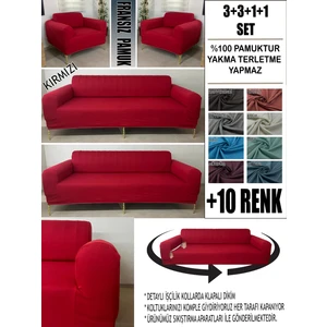 %100 Pamuk Fransız Kumaş 3+3+1+1 Komple Giydirme Kanepe&çekyat, Bohem, Porto, Vb Model Koltuk Kılıfı