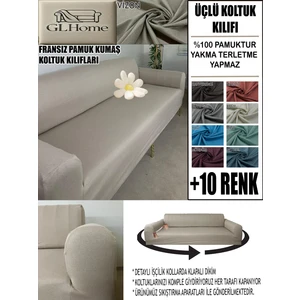 %100 Pamuk Fransız Kumaş 3 Lü Komple Giydirme Kanepe & Çekyat, Bohem, Porto, Vb. Model Koltuk Kılıfı