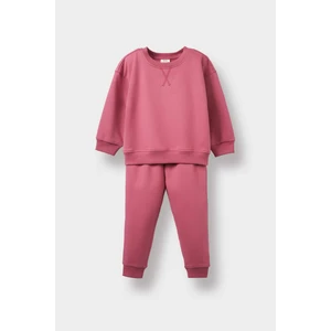 Kız Bebek 2'li Takım İçi Yumuşak Tüylü Sweatshirt Eşofman Altı E8360A525AU