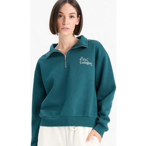 Regular Fit Yarım Fermuarlı Baskılı Kalın Sweatshirt F1067AX25AU