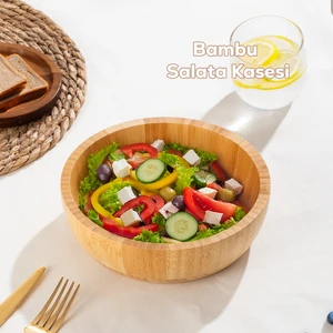 2061 Orta Boy Doğal Bambu Salata Kasesi 20CM