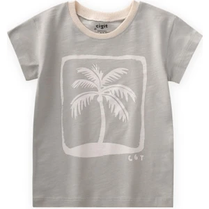 Palmiye Baskılı T-Shırt 2-8 Yaş Mint Yeşil