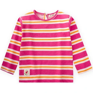Çizgili Uzun Kollu T-Shırt 2-8 Yaş Fuşya Turuncu Çizgili