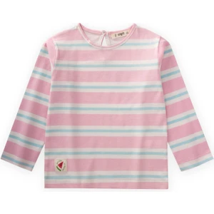 Çizgili Uzun Kollu T-Shırt 2-8 Yaş Pudra Mavi Çizgili