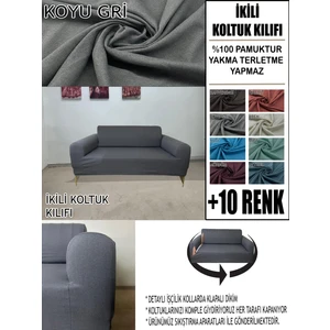 %100 Pamuk Fransız Kumaş Çift Kişilik Komple Giydirme 2'li Kanepe, Bohem, Vb Model Koltuk Kılıfı