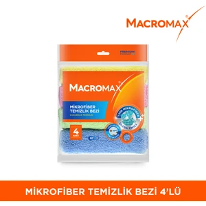 Mikrofiber Temizlik Bezi 4'lü Paket, Çok Amaçlı Toz Alma ve Yüzey Silme Bezi
