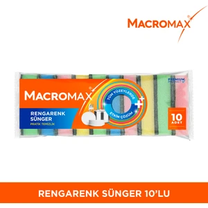 Rengarenk Bulaşık Süngeri 10'lu Mega Ekonomik Paket, Çok Amaçlı Yüzey Süngeri
