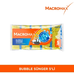 Bubble Bulaşık Süngeri 5'li Paket, Büyük Gözenekli Ekstra Köpük Teknolojisi
