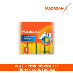 Tırnak Koruyuculu Bulaşık Süngeri 8'li Paket, Ergonomik Yeşil Klasik Sünger
