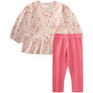 Desenli Uzun Kollu T-Shırt Takım 1-8 Yaş Ekru