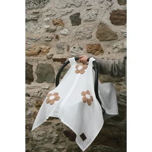 Dery Baby Teddy Papatya 2 Kat Fermuarlı Beyaz Müslin Puset Örtüsü Şık Tasarım