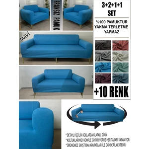 %100 Pamuk Fransız Kumaş 3+2+1+1 Komple Giydirme Kanepe&çekyat, Bohem, Vb. Model Koltuk Kılıfı