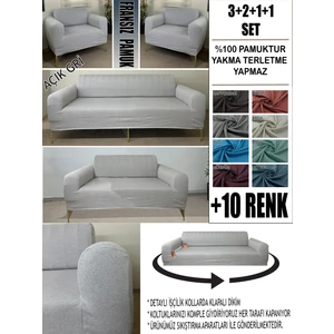 %100 Pamuk Fransız Kumaş 3+2+1+1 Komple Giydirme Kanepe&çekyat, Bohem, Vb. Model Koltuk Kılıfı