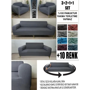 %100 Pamuk Fransız Kumaş 3+2+1+1 Komple Giydirme Kanepe&çekyat, Bohem, Vb. Model Koltuk Kılıfı