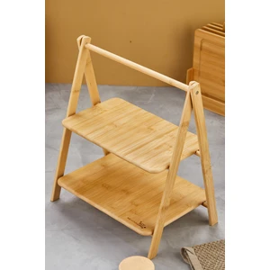 Moda Ozy 2 Katlı Açılıp Kapanabilen Bambu  Stant-Düzenleyici-Organizer-Sunum Tepsisi