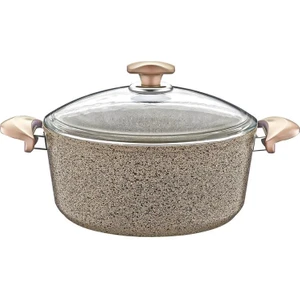 3110 - 2 Parça - Biogranit - 26X12,5 cm 5,50 Litre - Derin Tencere, Sütlü Kahve Gövde ve Detay