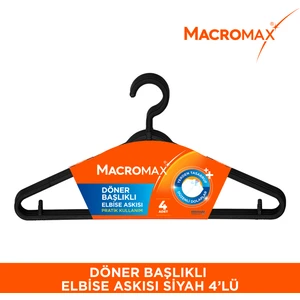 Döner Başlıklı Elbise Askısı 4'lü Paket , Çok Amaçlı Askı İpi ve Etek Asma Aparatlı
