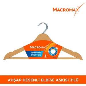 Ahşap Desenli Elbise Askısı 3'lü