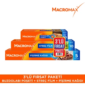 3'lü Fırsat Paketi (Buzdolabı Poşeti + Streç Film 10m + Pişirme Kağıdı 5m)
