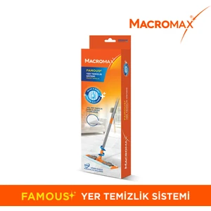 Famous+ Düz Mop Yer Temizlik Sistemi, Islak ve Kuru Kullanım, 360 Döner Başlıklı Pratik Paspas
