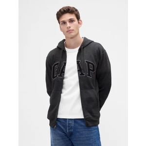 Erkek Koyu Gri Gap Logo Kapüşonlu Sweatshirt