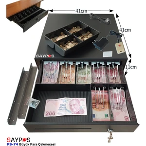 7 Banknot Gözlü Kolay Açma Butonlu ve Montaj Askılı (Takım Halinde) Para Çekmecesi 41X41X11CM