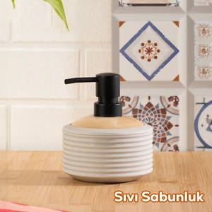 3126 Banyo ve Mutfak Sıvı Sabunluk 350ML Taupe-Ahşap