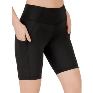 Los Ojos Kadın Siyah Yüksek Bel Toparlayıcı Çift Cepli Biker Şort Kısa Spor Tayt