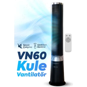 VN60 Kule Tipi Vantilatör Yeni Nesil Modern Ve Sessiz | Uzaktan Kumandalı | Sağa Sola Salınımlı