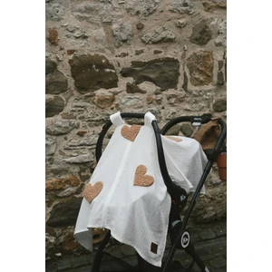 Teddy Kahve Kalp Fermuarlı 2 Kat Müslin Puset Örtüsü