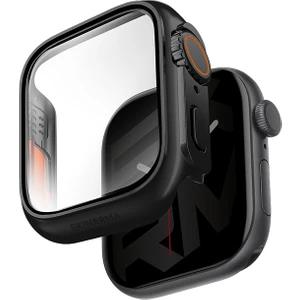 Watch 10 46MM Uyumlu Skinarma Gado Pro Dijital Taç Korumalı Kasa ve Ekran Koruyucu Siyah