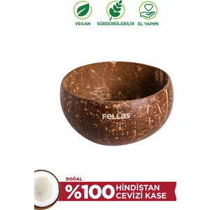 Jumbo Hindistan Cevizi Kase 700 ml El Yapımı Doğal Vegan 13-15 cm Çapında