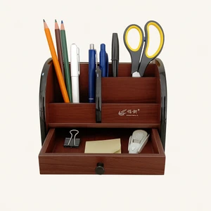 Masa Üstü Çekmeceli Ahşap Düzenleyici Organizer Kalemlik (6022)